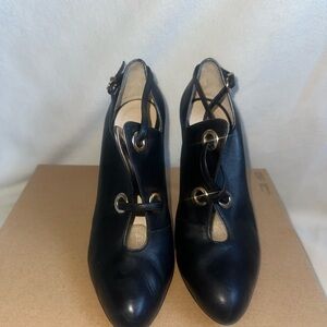 Chic Black Leather Heeled Boots for Women